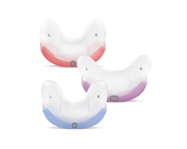 Vista frontal de los 3 tamaños de almohadilla Airfit n30 cushion de resmed