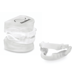 Vista frontal del dispositivo de avance mandibular narval cc y accesorios