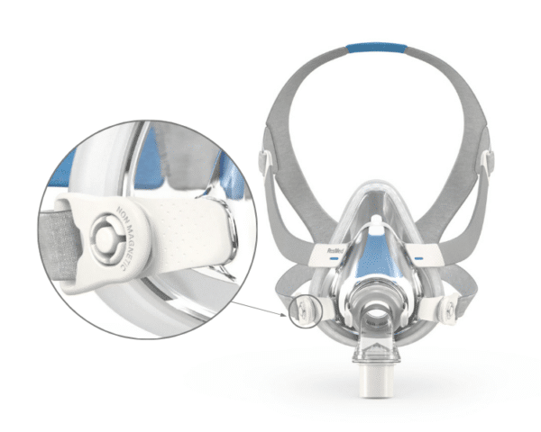 Detalle del cierre de la mascarilla airfit f40 sin imanes