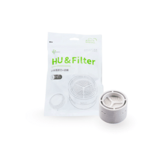 Vista frontal del paquete y de un humidificador y Filtro