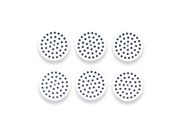 Imagen frontal de 6 filtros de carbón activado de algodón